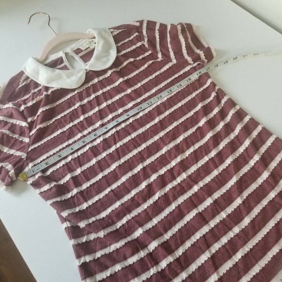 Maison Jules Maroon Short Sleeve Striped Top - Picture 6 of 7